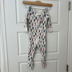 Hanna Andersson White Holiday Footie with Multicolor Lights